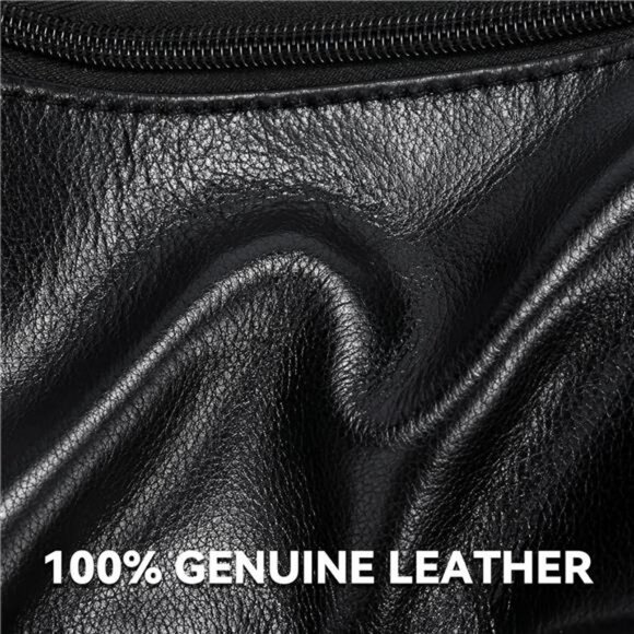 Black Leather Fanny Pack for Men & Women, Fashionable Multi-Pockets Waist Belt - Picture 4 of 14